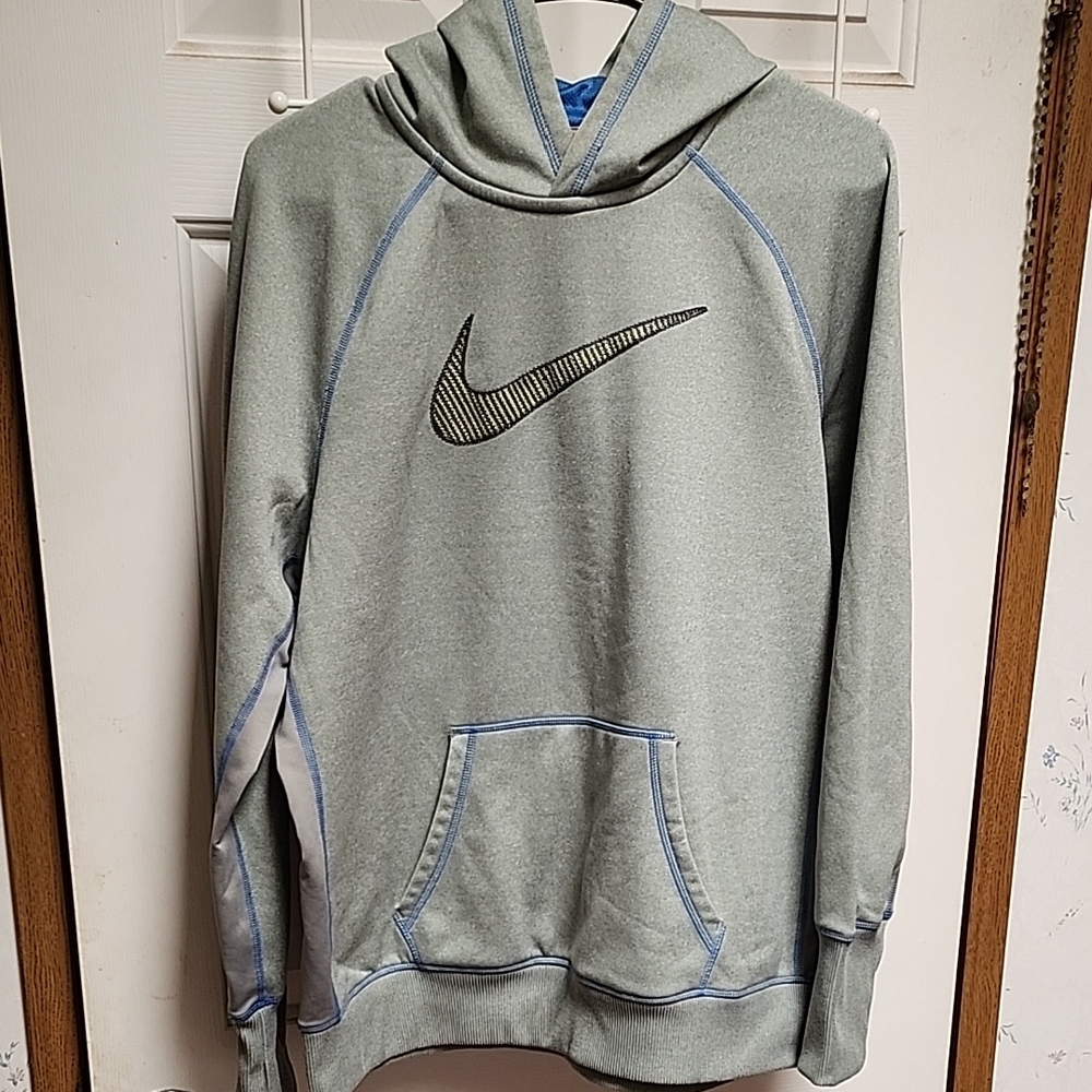 Nike Gray Women's Hoodie with Blue Accents